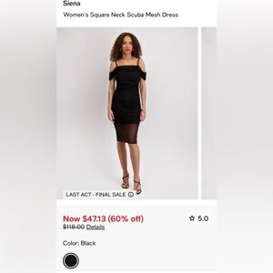 Siena Women's Square Neck Scuba Mesh Dress